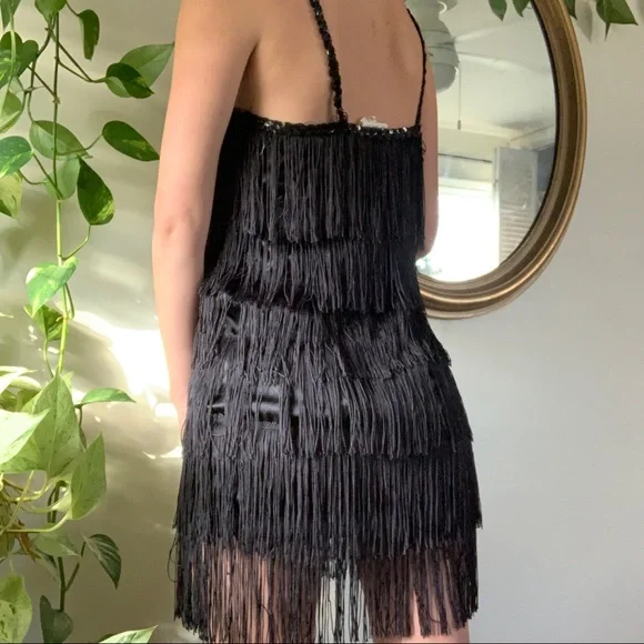 Vintage Black Fringe Dress - Picture 4 of 5